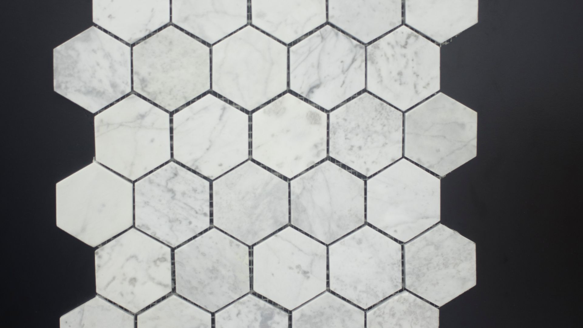 White hexagonal bathroom floor tiles 